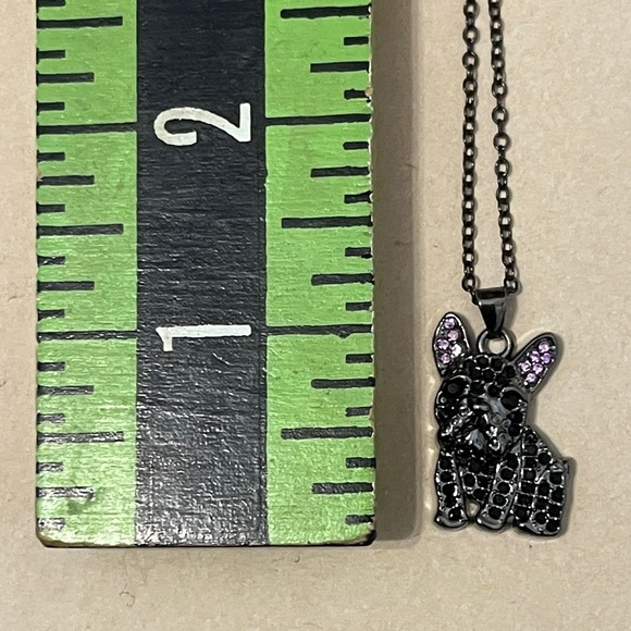 Bulldog Black and Purple Pendant Necklace Pet Lover Jewelry with display case - Picture 6 of 8